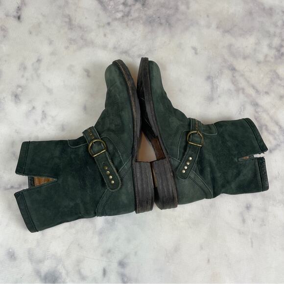 Fiorentini + Baker Dark Green Nubuck Suede Moto Biker Boots - Picture 8 of 11